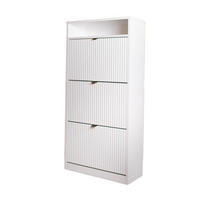 SCHUHSCHRANK Mia, Weiß mit schwarzem Griff - Schwarz/Weiß, Holzwerkstoff (60/125/24cm) - Bettso