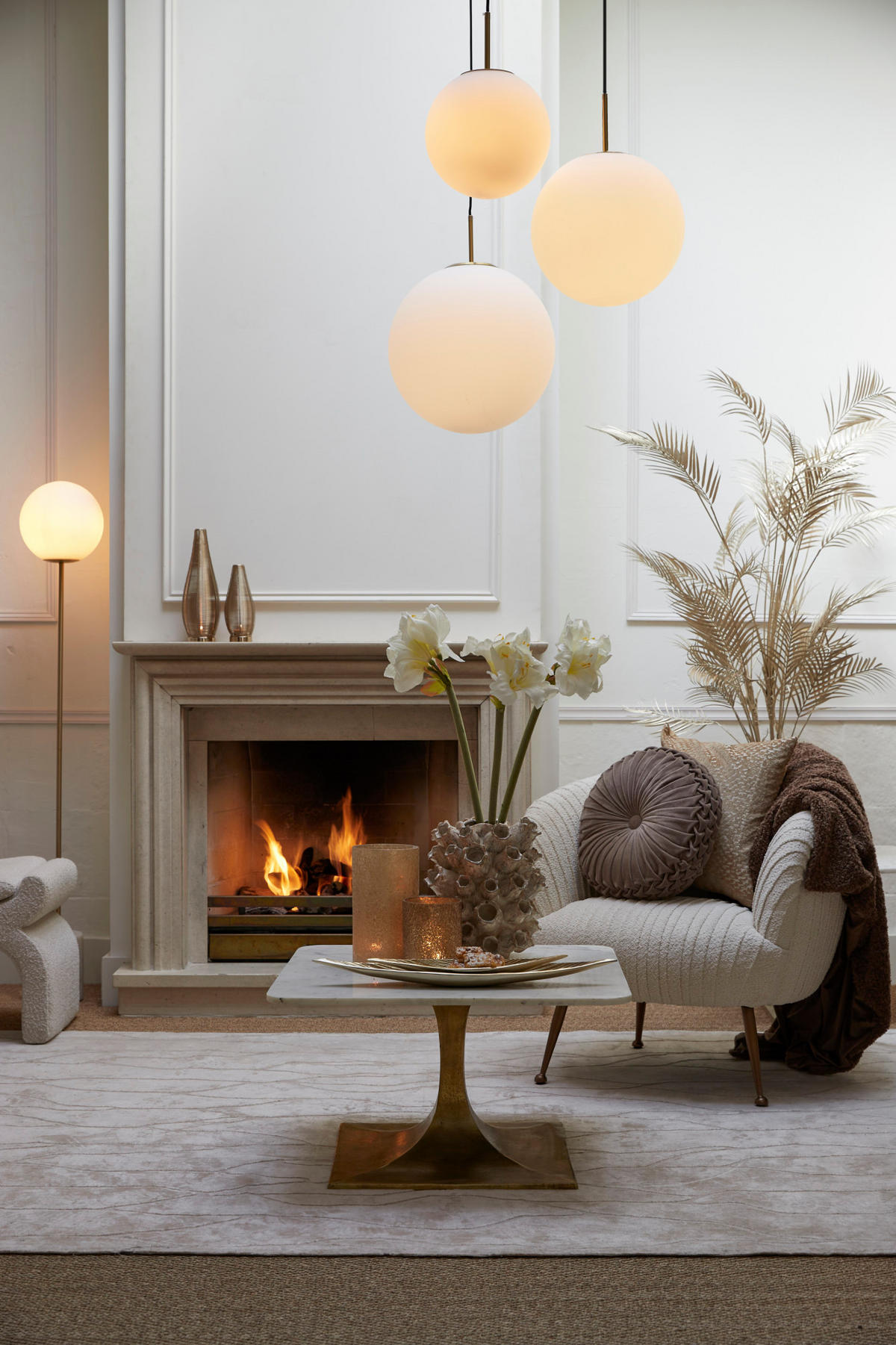 STEHLEUCHTE Medina Weiß Ø25/156 cm - Weiß, Glas (25/25/156cm) - Light & Living