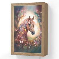 NÁSTĚNNÁ LAMPA Kůň - Příroda - Květiny - Motýli - Les 20x30 cm - tmavě hnědá, kompozitní dřevo (20/30/8cm) - OnlyWow