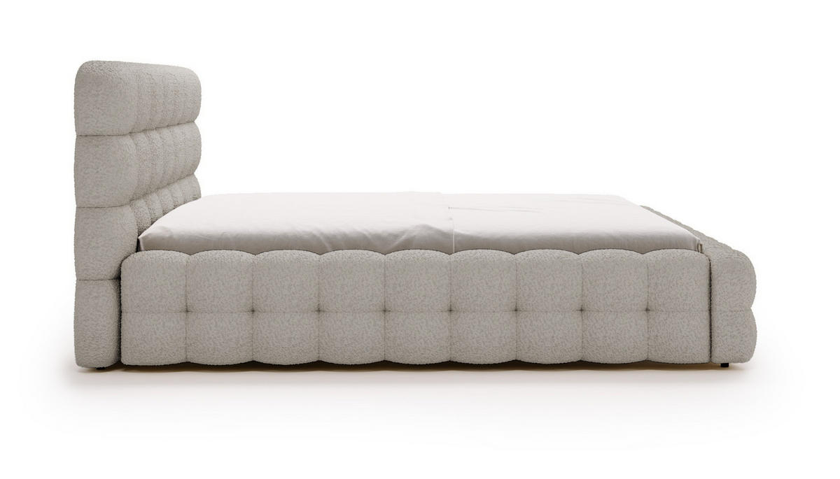 POLSTERBETT 140x200 cm Parlas Bis, Bettkasten, Lattenrost, Boucle, Hellgrau - Hellgrau, Holz/Textil (140/200cm) - Emporius