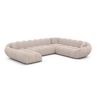 WOHNLANDSCHAFT Liva Beige Strukturstoff U-Form XXL Links - Beige, Textil (323/70/258cm) - VAROYAL