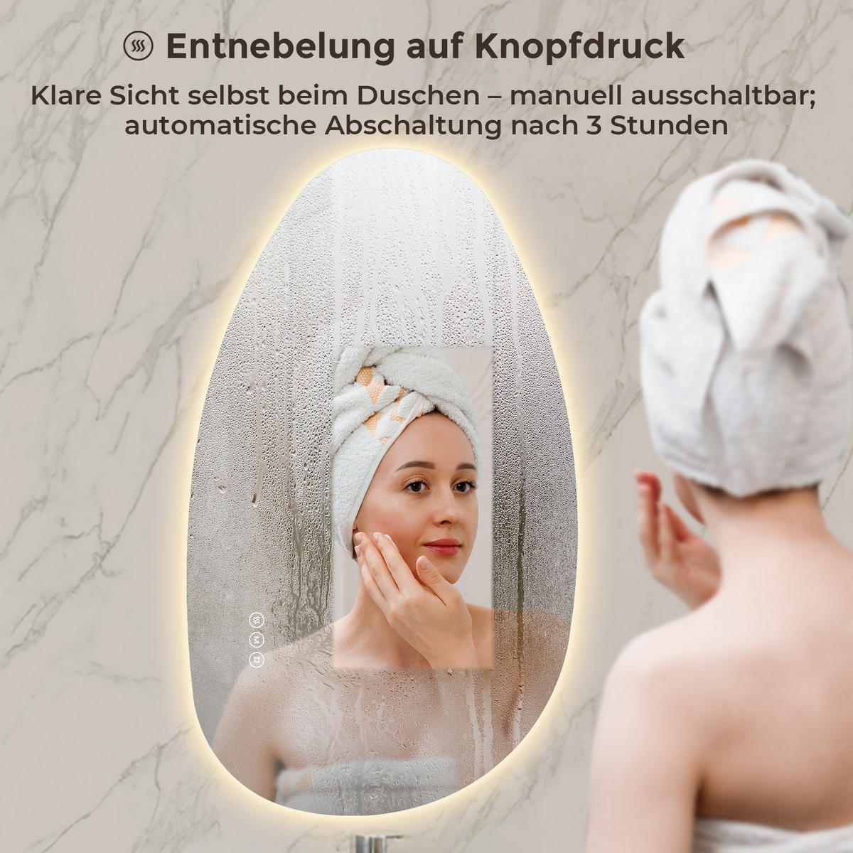 BADEZIMMERSPIEGEL mit Beleuchtung 50/85 cm asymmetrisch LED dimmbar mit Antibeschlag - Transparent, Glas (50/85/2.5cm) - S'AFIELINA