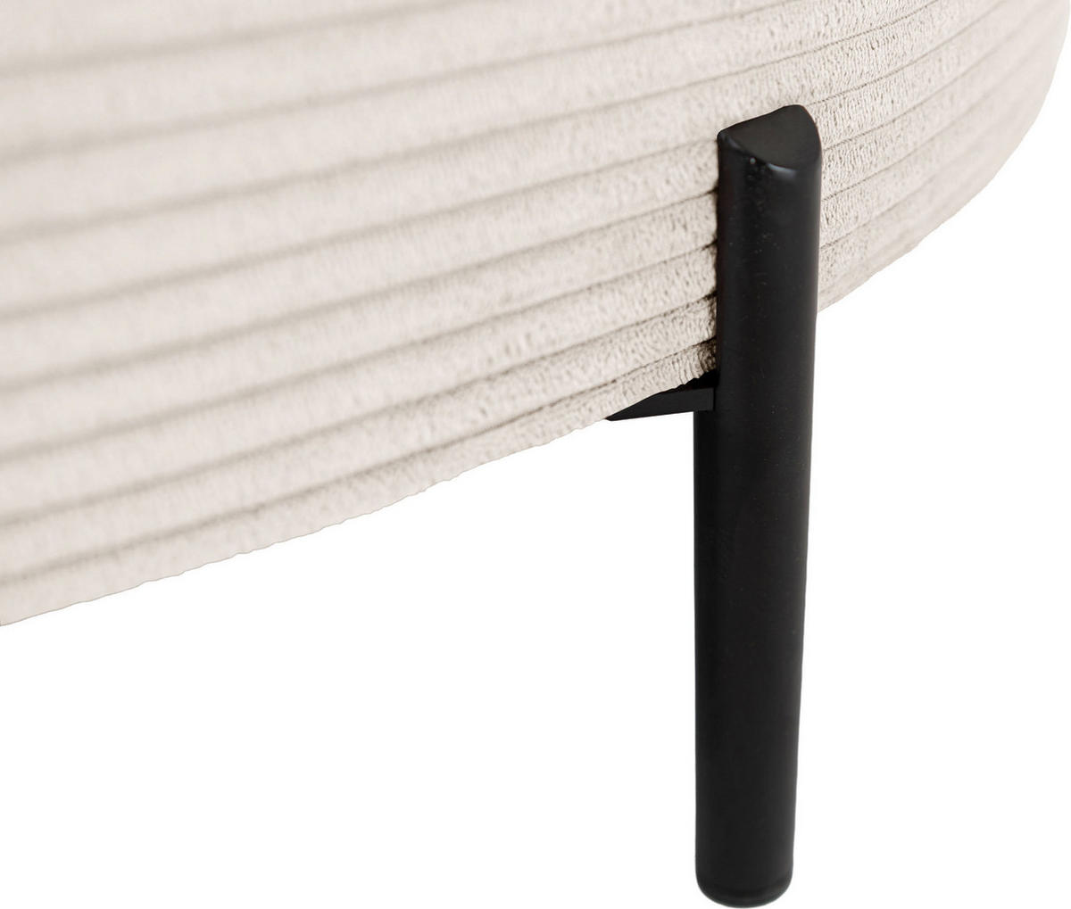ECKSOFA Hana Loft 3-Sitzer Ecke Links, Cordstoff Chenille, Creme 241/80/168 cm - Creme/Schwarz, Textil/Metall (241/168cm) - WFL GROUP