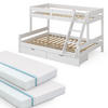 ETAGENBETT Everest Weiß 140x200/90x200 cm mit 2 Matratzen und 2 Schubkästen - Weiß, Holz (140/200cm) - VitaliSpa
