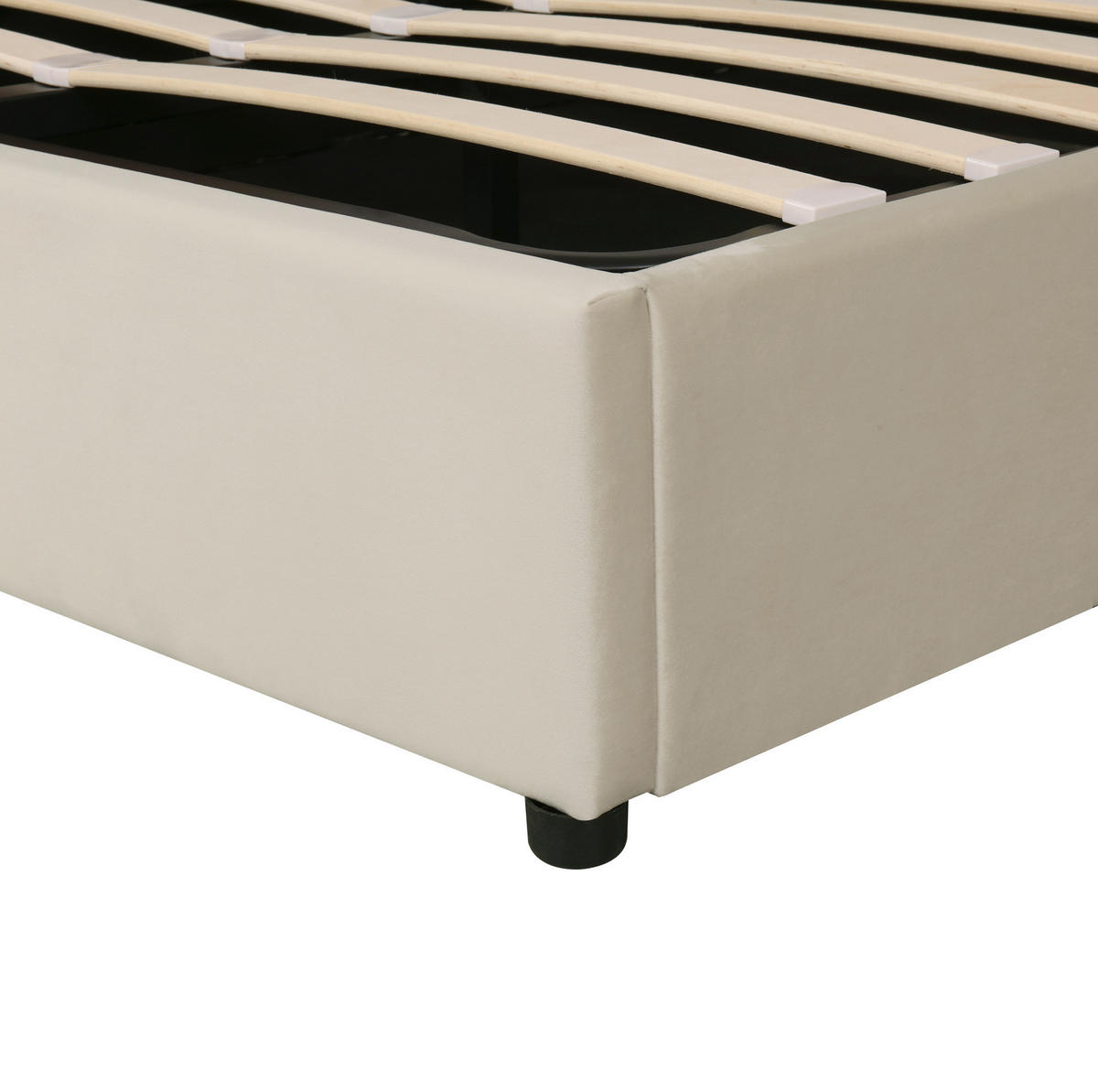 POLSTERBETT aus Samt 180x200 cm in Beige mit Bettkasten & Lattenrost - Beige, Textil (180/200cm) - Modfu