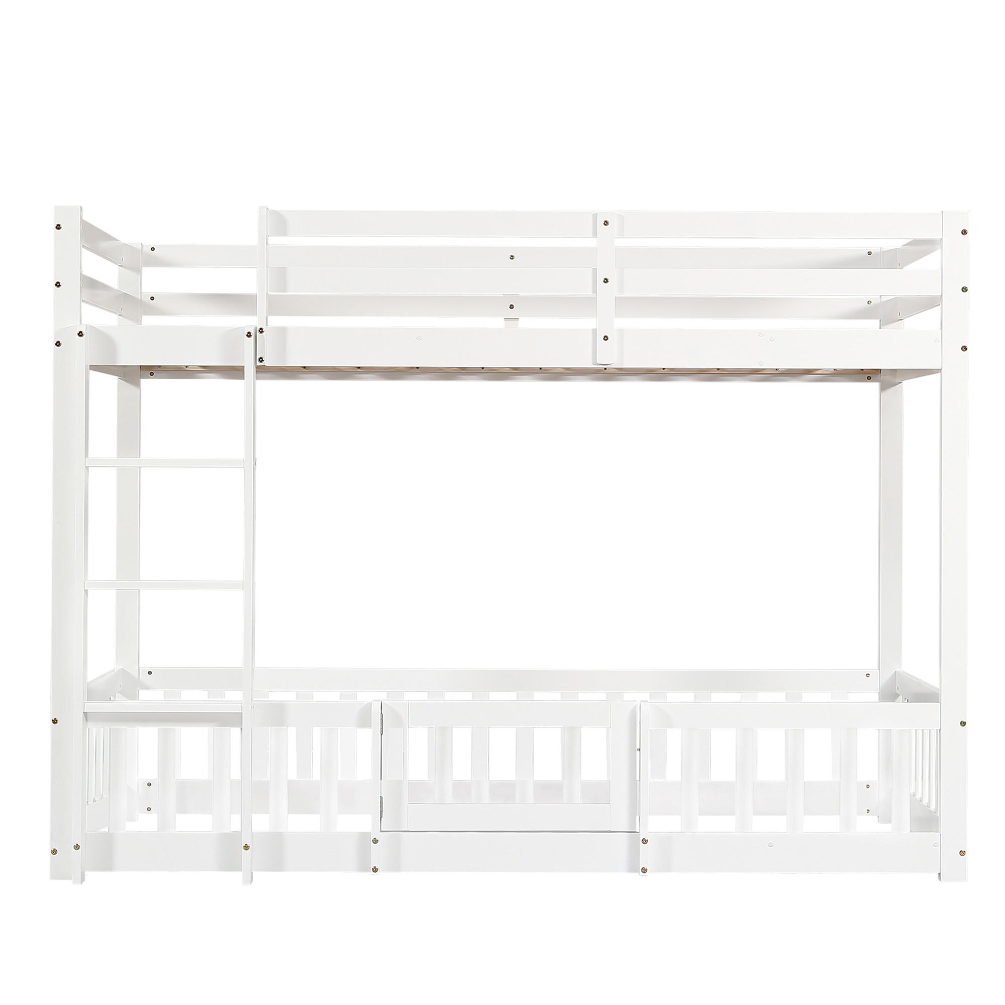 KINDERBETT Weiß Liegefläche 90/200 cm, Etagenbett, Treppe, Absturzsicherung, Ohne Matratze - Weiß, Holz (90/200cm) - PANGIVO