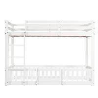 KINDERBETT Weiß Liegefläche 90/200 cm, Etagenbett, Treppe, Absturzsicherung, Ohne Matratze - Weiß, Holz (90/200cm) - PANGIVO