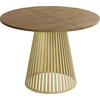 ESSTISCH Naro rund ausziehbar mit Goldenem Lamellen-Metallgestell, Braun 120-200/120/76 cm - Alteiche/Goldfarben, Holzwerkstoff/Metall (120/120/76cm) - WFL GROUP