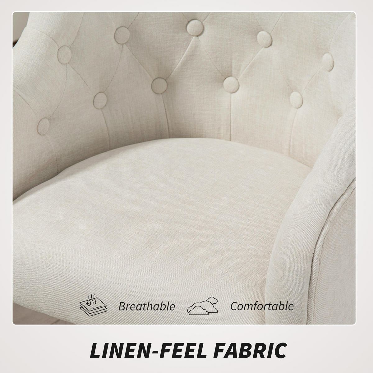 BÜROSTUHL Polyester Schaumstoff Beige - Beige, Kunststoff (52/81/54cm) - HOMCOM