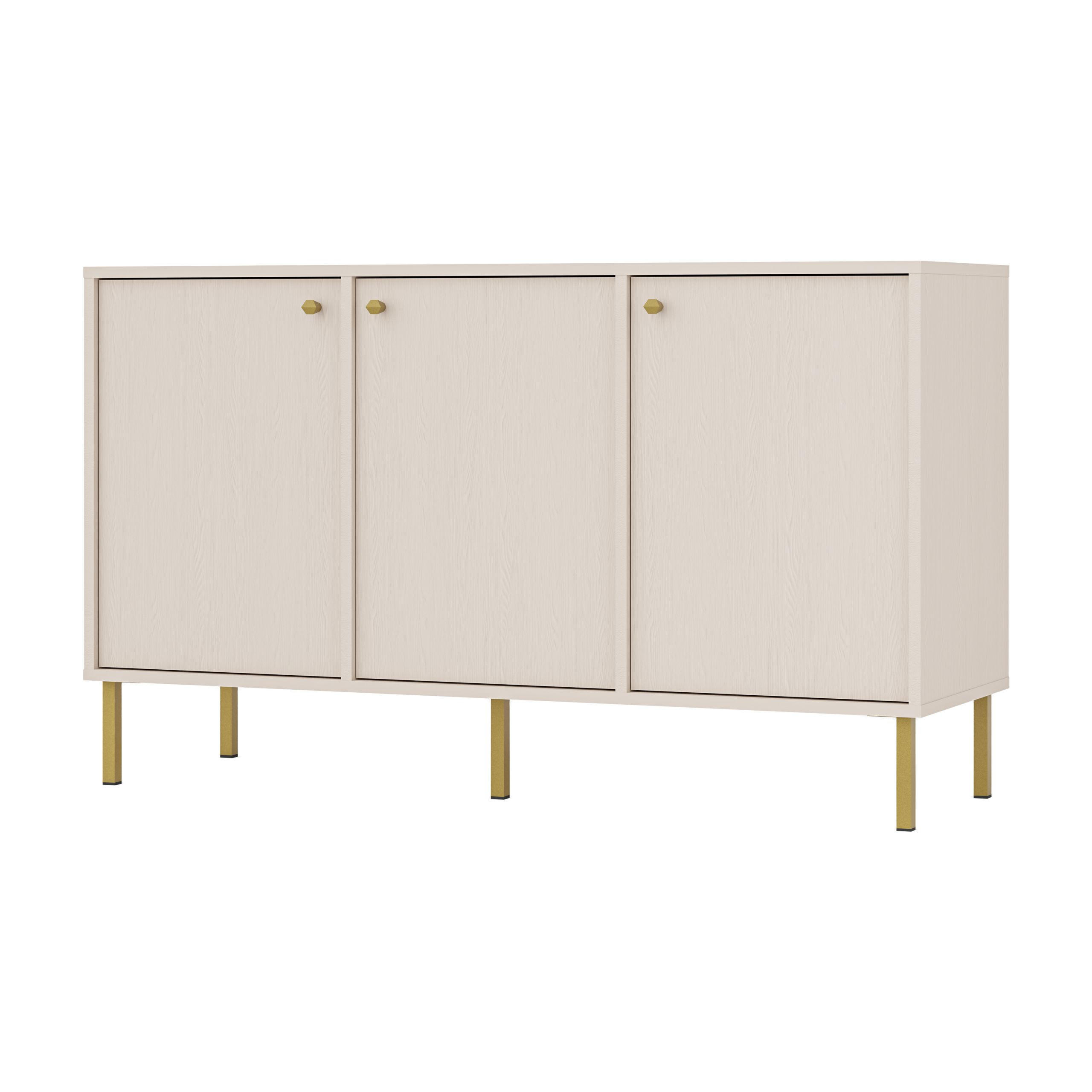 KOMMODE TORINO 125/74/41 cm mit 3 Türen Beige - Beige, Holzwerkstoff (125/74/41cm) - MASSENO