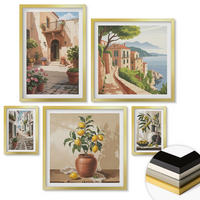 WANDBILDER 5er Set - 50x50 cm & 20x30 cm & 40x60 cm Goldrahmen - Zitronenblumen im Topf, Straßen - Goldfarben, Kunststoff (40/60cm) - ArtPrintCave