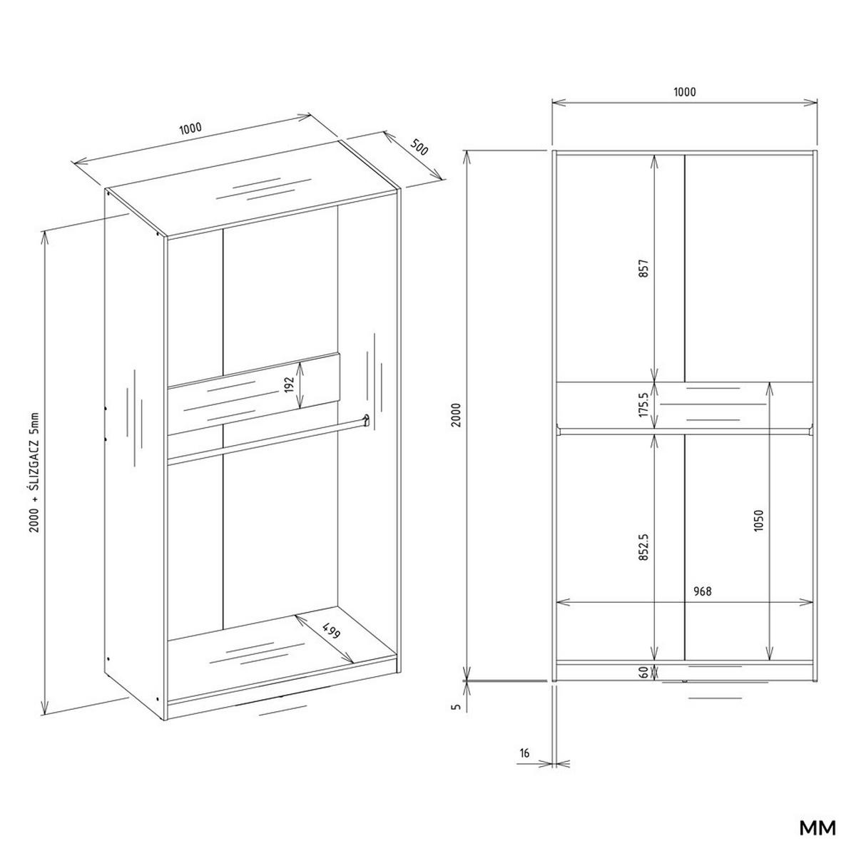 GARDEROBENSCHRANK Weiß 100/200/50 - Weiß, Holzwerkstoff (100/200/50cm) - RAUMHIRSCH FURNITURE