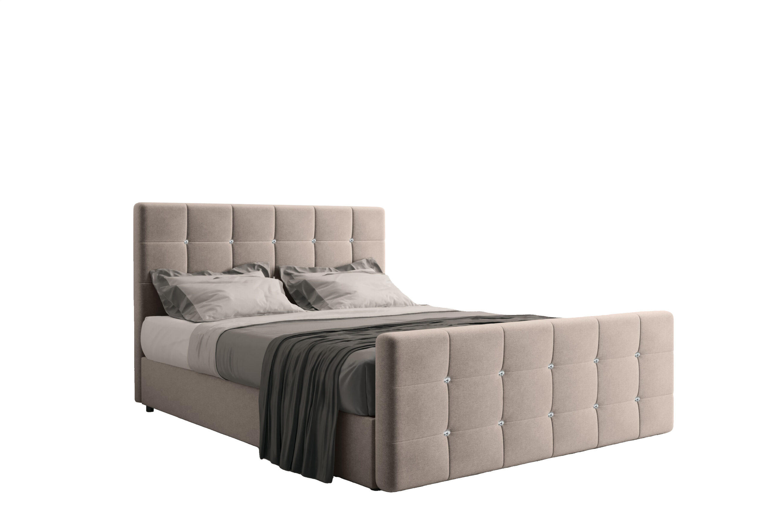 BOXBETT Mit Bettkasten Und Matratze Topper ROMA 120x200 cm Hellbraun H3-Bonell - Hellbraun/Dunkelblau, Holz/Holzwerkstoff (120/200cm) - Kaiser Möbel