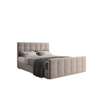 BOXBETT Mit Bettkasten Und Matratze Topper ROMA 120x200 cm Hellbraun H2-Pocket - Hellbraun/Dunkelblau, Holz/Holzwerkstoff (120/200cm) - Kaiser Möbel