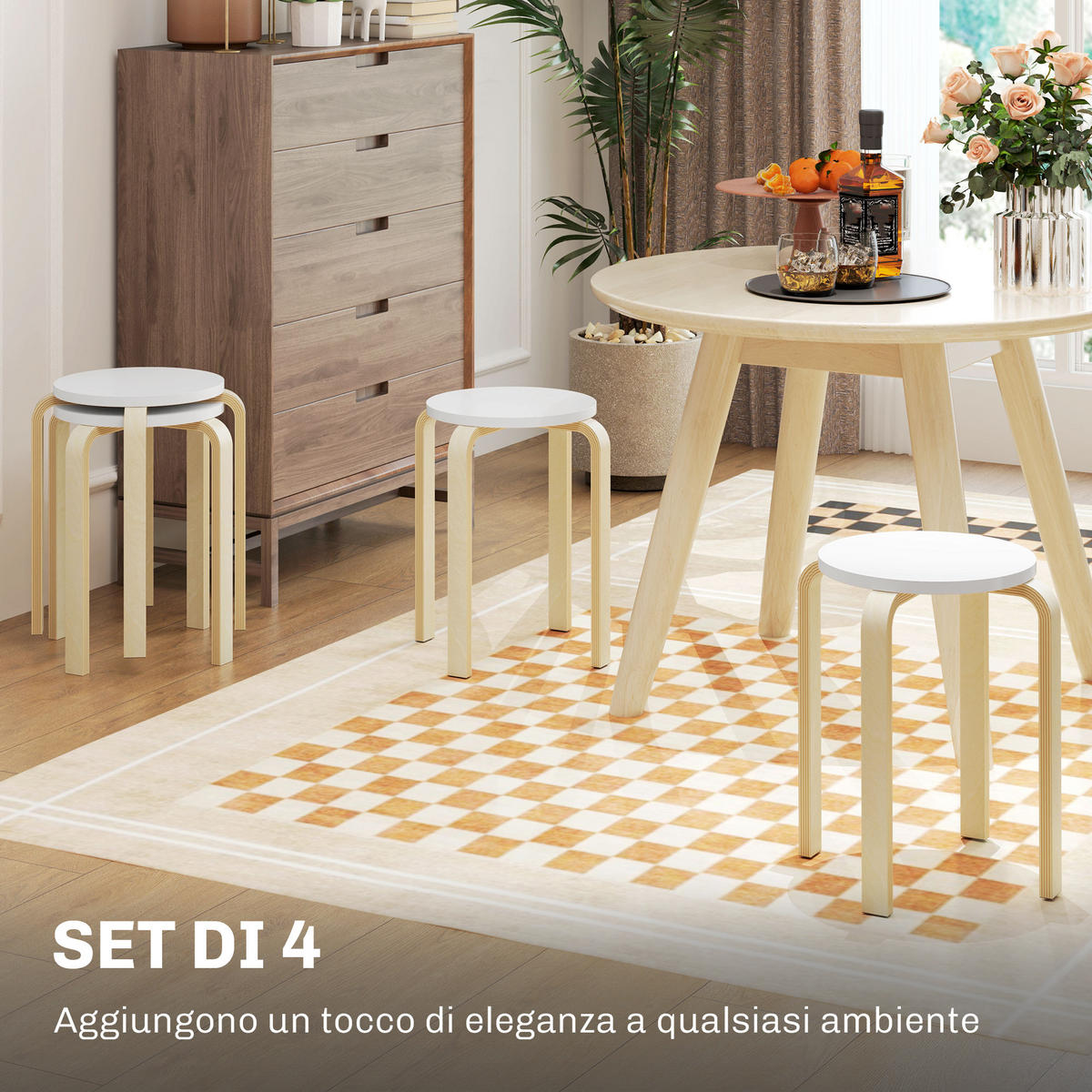 HOCKER Weiß 4 Stück - Weiß, Kunststoff (40/45/40cm) - GiPP