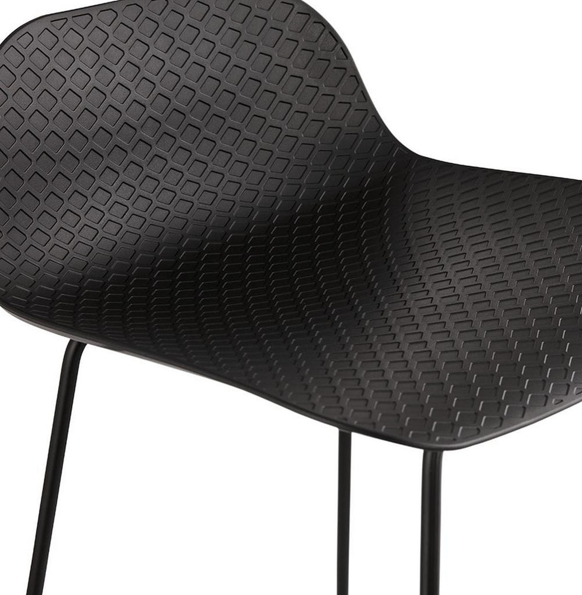 SITZHOCKER Kunststoff Metallgestell Sitzhöhe 66cm Industriedesign JORALI MINI, Schwarz 48x53x85 cm - Schwarz, Kunststoff/Metall (48/85/53cm) - KADIMA DESIGN