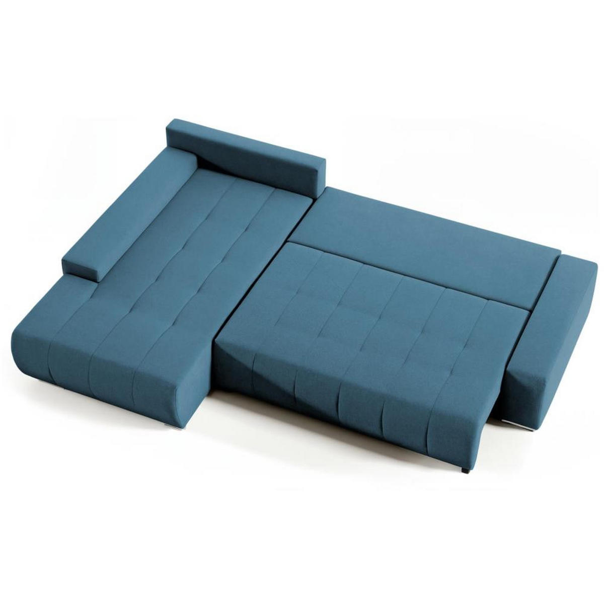 ECKSOFA Draco L blau links - Chromfarben/Blau, Textil/Metall (267/186cm) - Beautysofa