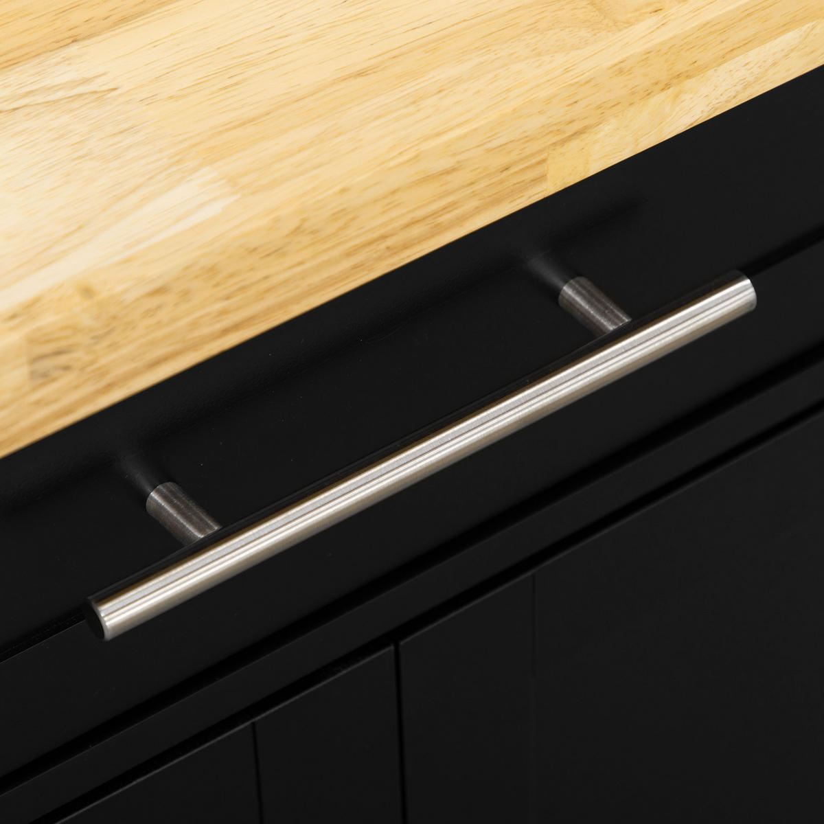 KÜCHENWAGEN 109x40x89cm Schwarz mit Schublade,Gewürzregal & 4 Lenkrollen - Schwarz, Holz (109/89/40cm) - Modfu