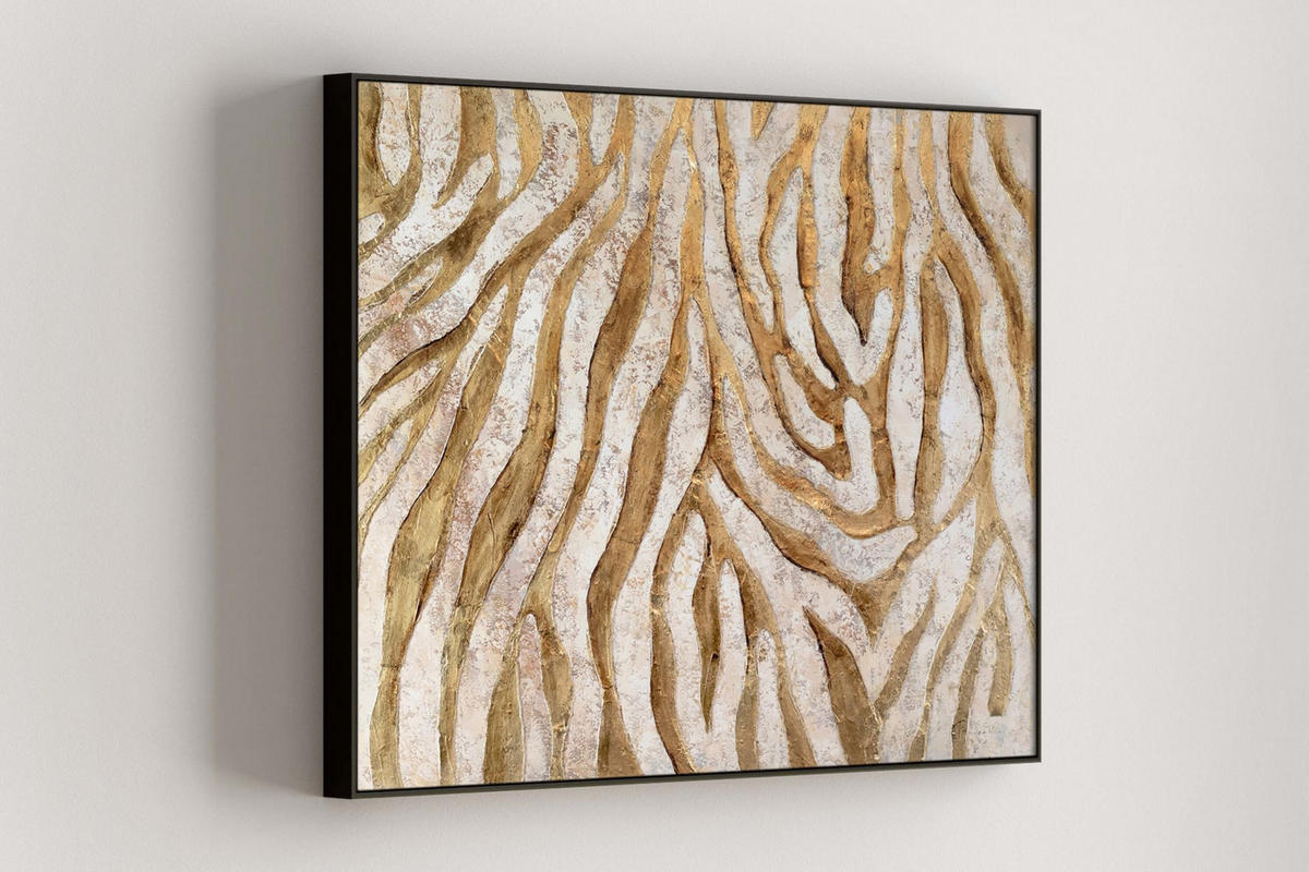 OLEJOMALBA 100/75 cm, Zvířata - zlatá, dřevo/textil (100/75cm) - KUNSTLOFT