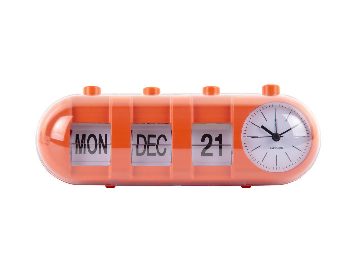 WECKER Retro Tube Calendar Flip 26/9/9.3 cm - Orange, Kunststoff (9/9.3/26cm) - Karlsson
