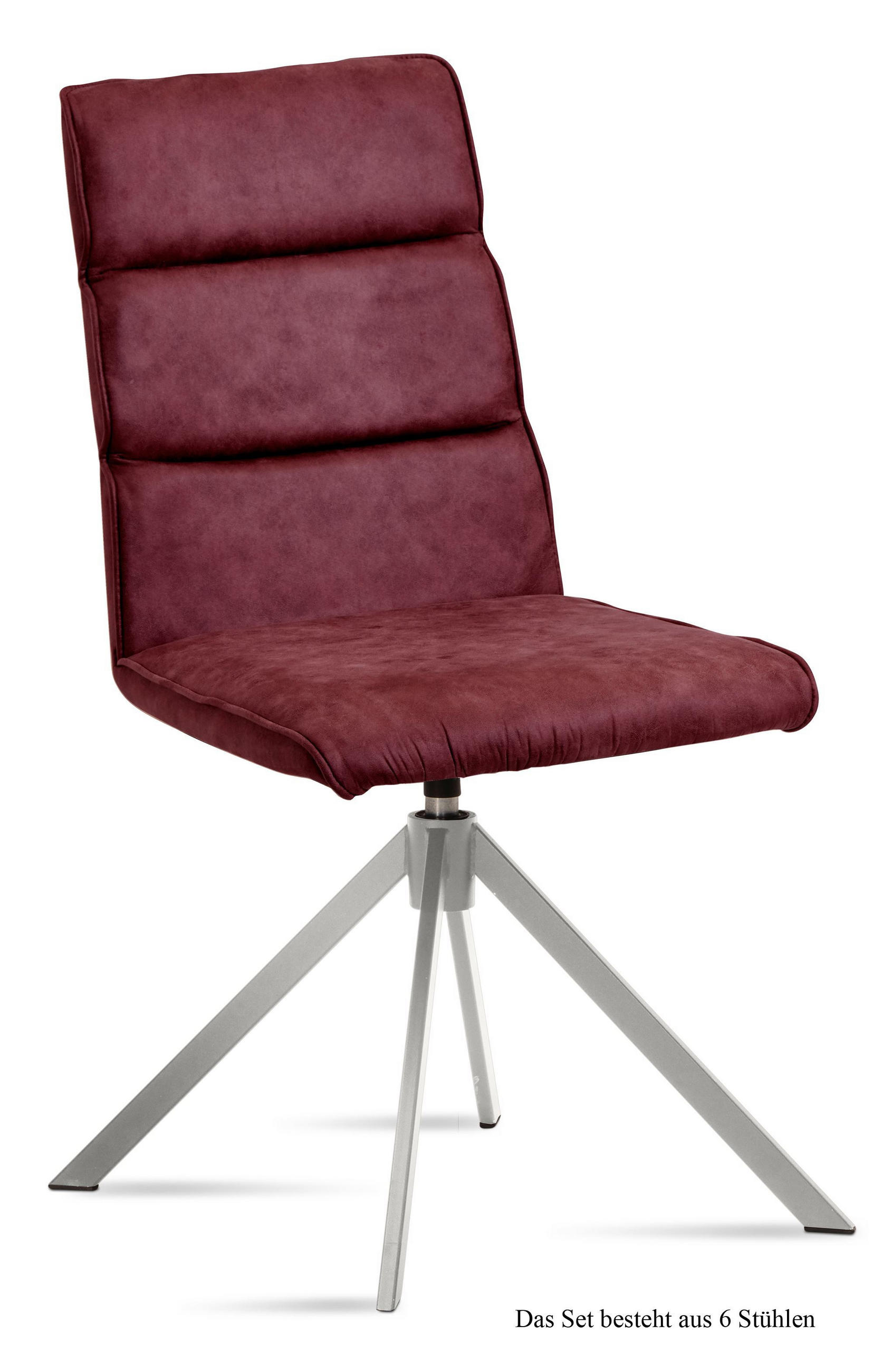 ESSZIMMERSTUHL drehbar (6er-Set) Dulcea 47x92x60 Edelstahl/Marsala - Edelstahlfarben/Brombeere, Kunststoff (60/92/47cm) - 58aufmkessel
