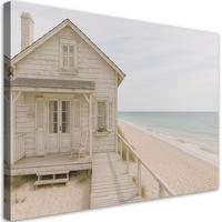 LEINWANDBILD Holzhaus Strand Shabby Chic 120x80cm - Grau, Textil (120/80cm) - Feeby