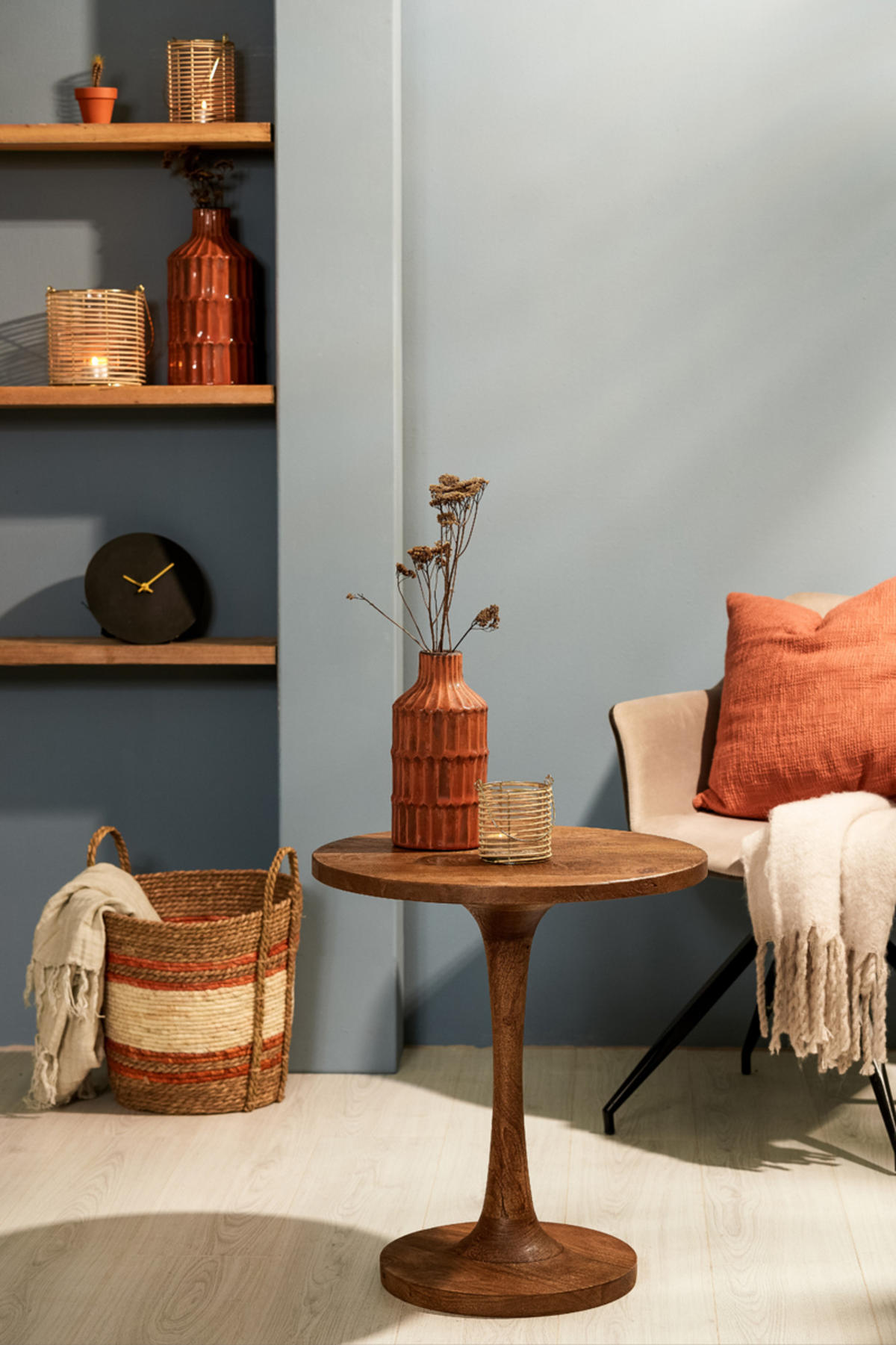 BEISTELLTISCH Bicaba Braun Ø50/55 cm - Braun, Holz (50/50/55cm) - Light & Living