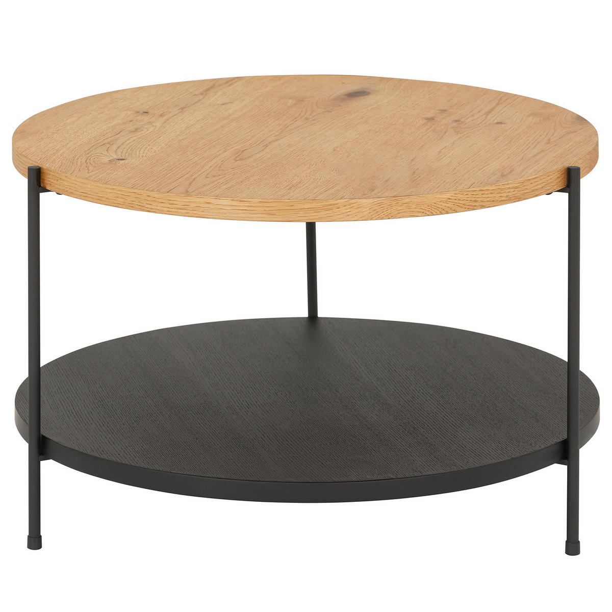FURNIERTER COUCHTISCH - Eiche / Schwarz - Eichefarben, Holzwerkstoff/Metall (60/60/40cm) - home24
