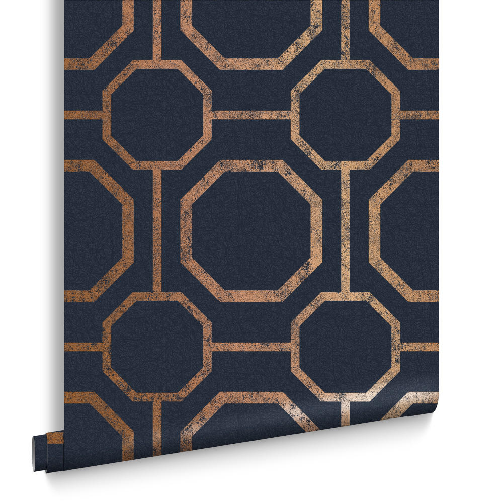 VLIESTAPETE - Sashiko Navy - Blau, Papier/Kunststoff (53/1000cm) - Graham & Brown