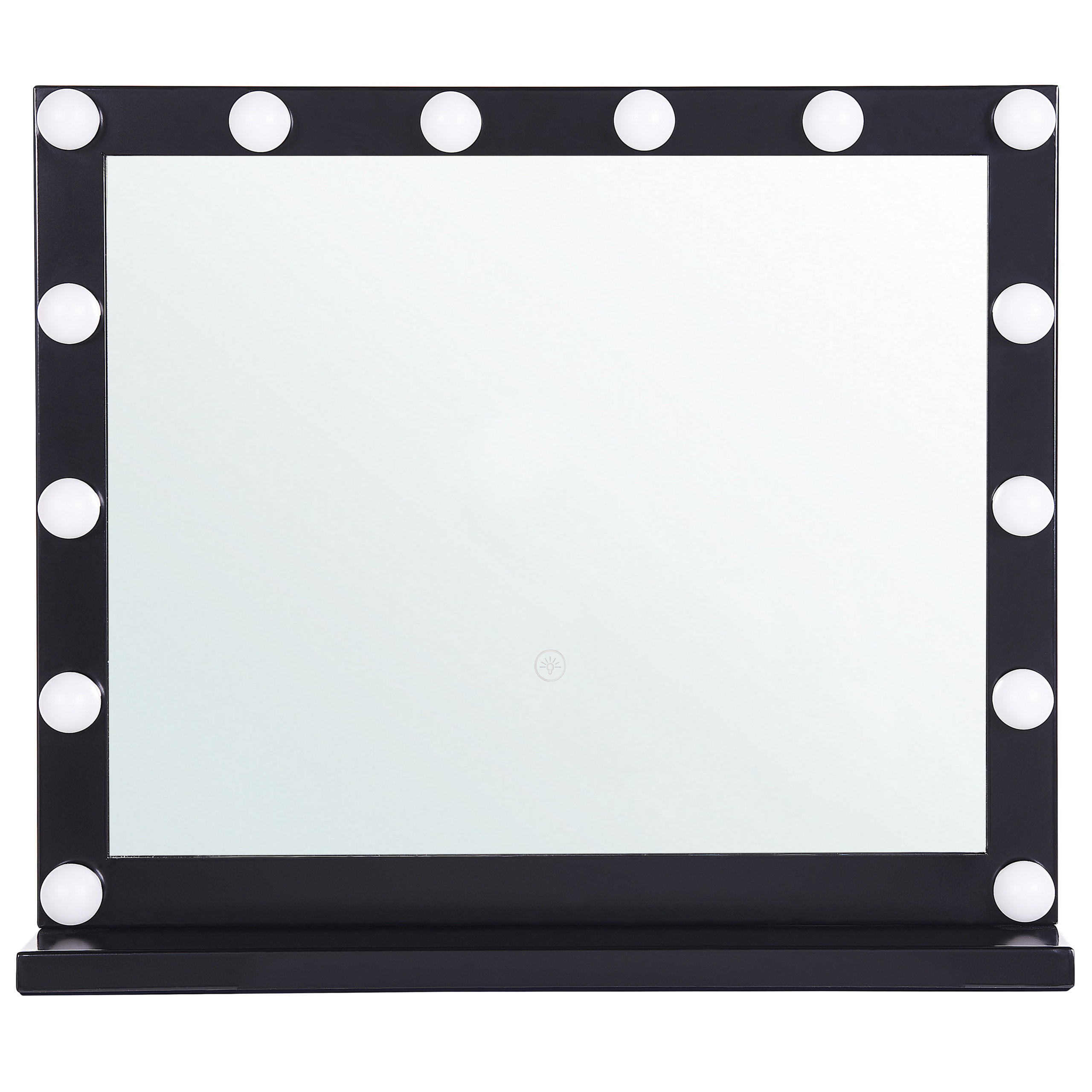 BADSPIEGEL mit LED-Beleuchtung schwarz rechteckig 50/60 cm Beauvoir - Schwarz, Metall (60/50/2cm) - Beliani