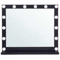 BADSPIEGEL mit LED-Beleuchtung schwarz rechteckig 50/60 cm Beauvoir - Schwarz, Metall (60/50/2cm) - Beliani