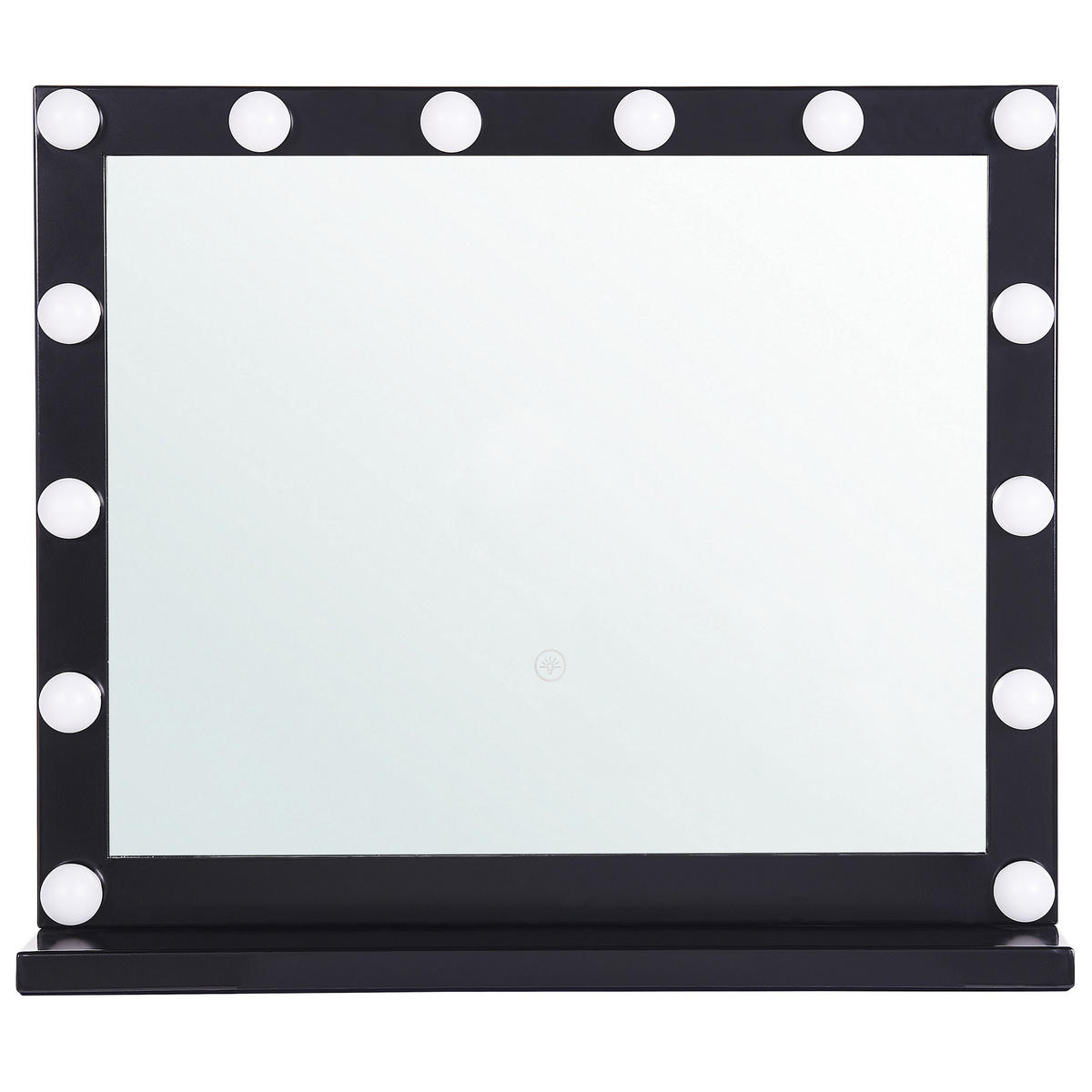 BADSPIEGEL mit LED-Beleuchtung schwarz rechteckig 50/60 cm Beauvoir - Schwarz, Metall (60/50/2cm) - Beliani