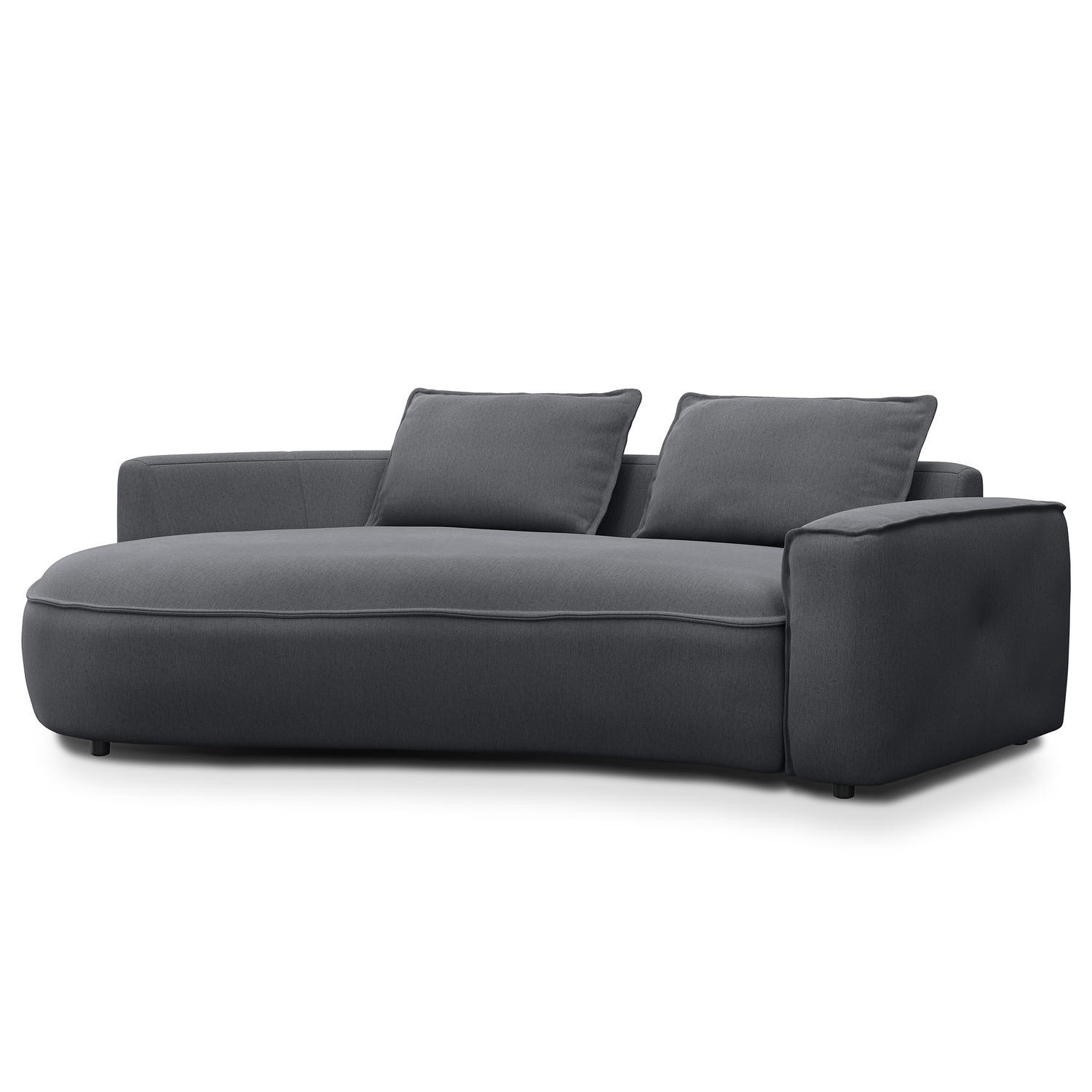 2,5-SITZER SOFA - Schwarz/Grau, Kunststoff/Textil (217/82/146cm) - home24