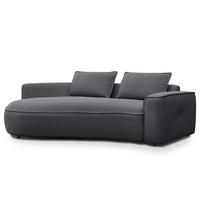 2,5-SITZER SOFA - Schwarz/Grau, Kunststoff/Textil (217/82/146cm) - home24