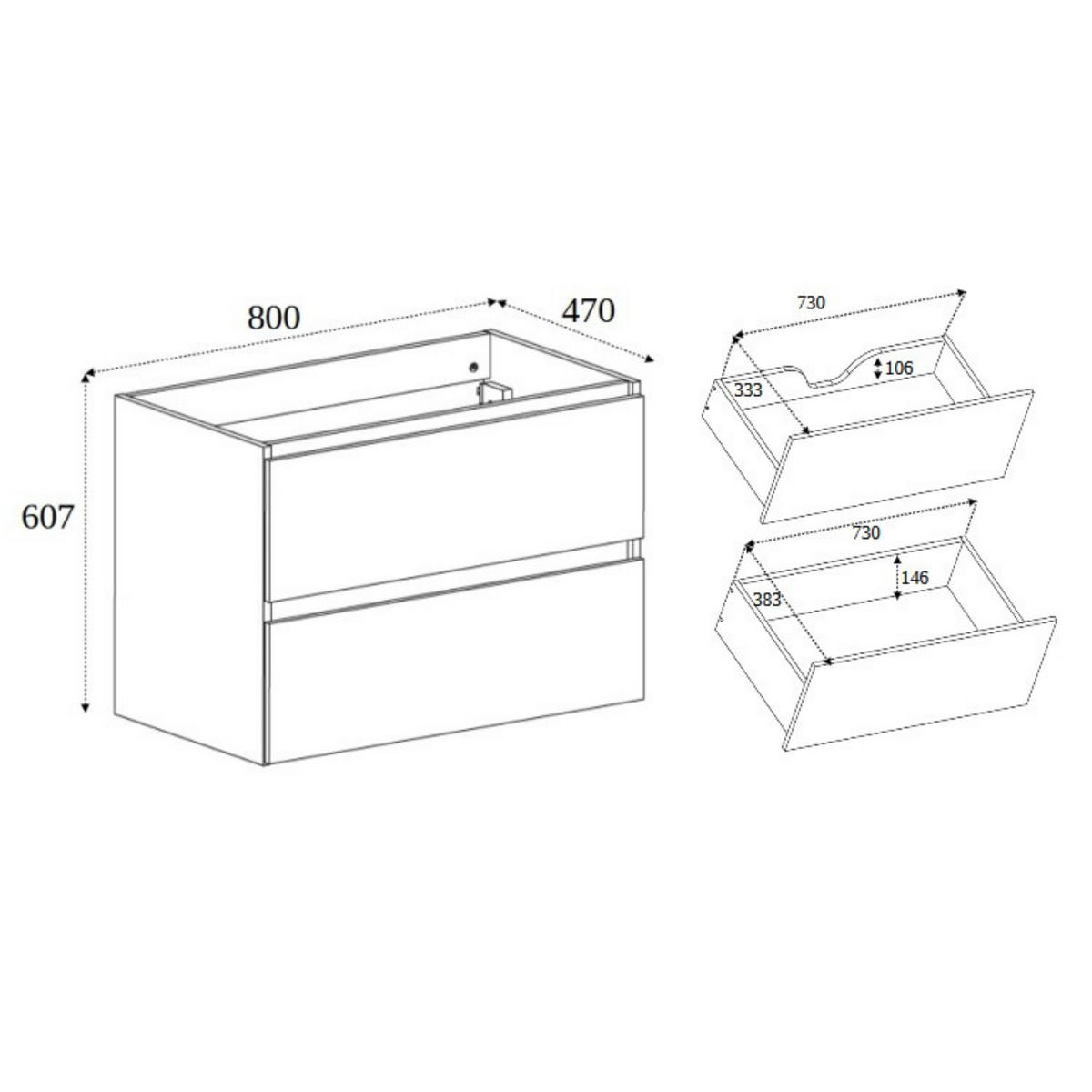 BADEZIMMERSCHRANK 80 cm + TOP, Farbe: helle Eiche, 80 x 57 x 46 cm, mit Arbeitsplatte - Beige, Holzwerkstoff (80/57/46cm) - 3XE LIVING