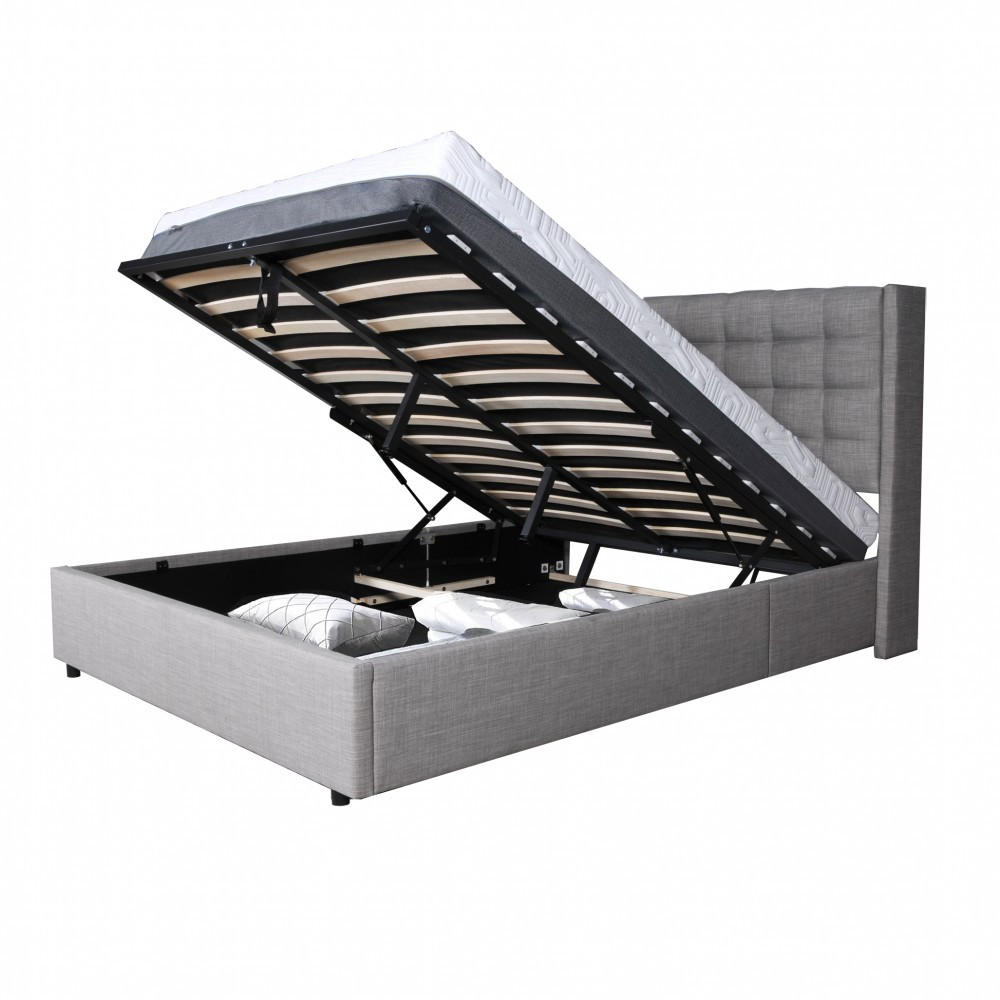 BETTKASTEN WEMBLEY mit Lattenrost/ Bett 140x190 - Hellgrau - Grau, Holzwerkstoff (140/190cm) - Weber Industries