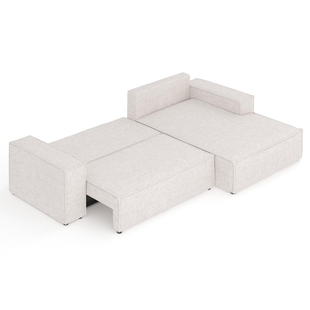 ECKSOFA TAURI mit Schlaffunktion Hellbeige im Neve Stoff - Sandfarben/Schwarz, Holz/Holzwerkstoff (294/185cm) - AltaBeds