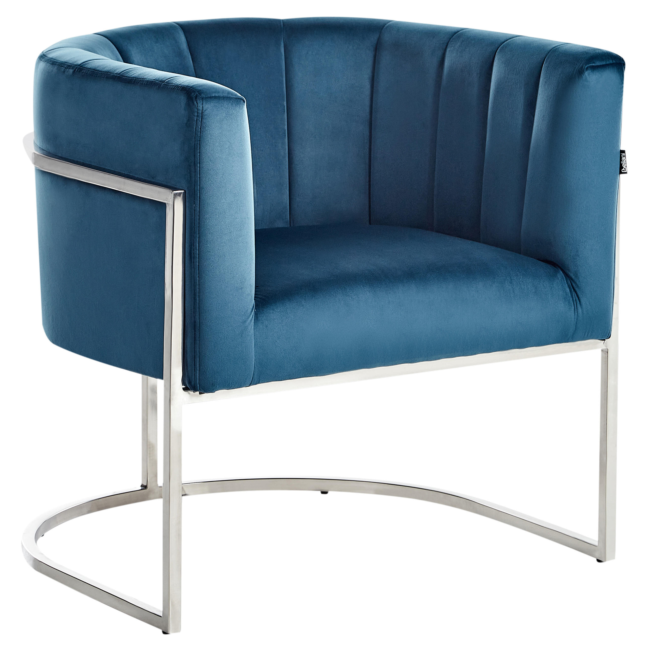 SESSEL Samtstoff Blau Larvik - Blau/Silberfarben, Textil (73/72/66cm) - Beliani