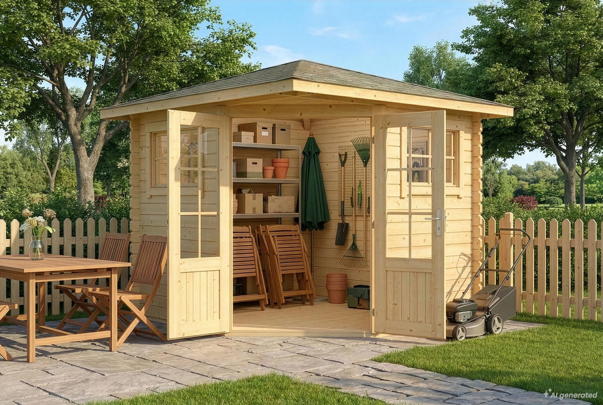 GARTENHAUS Holz Sunny - Naturfarben, Holz (269/257/269cm) - Alpholz