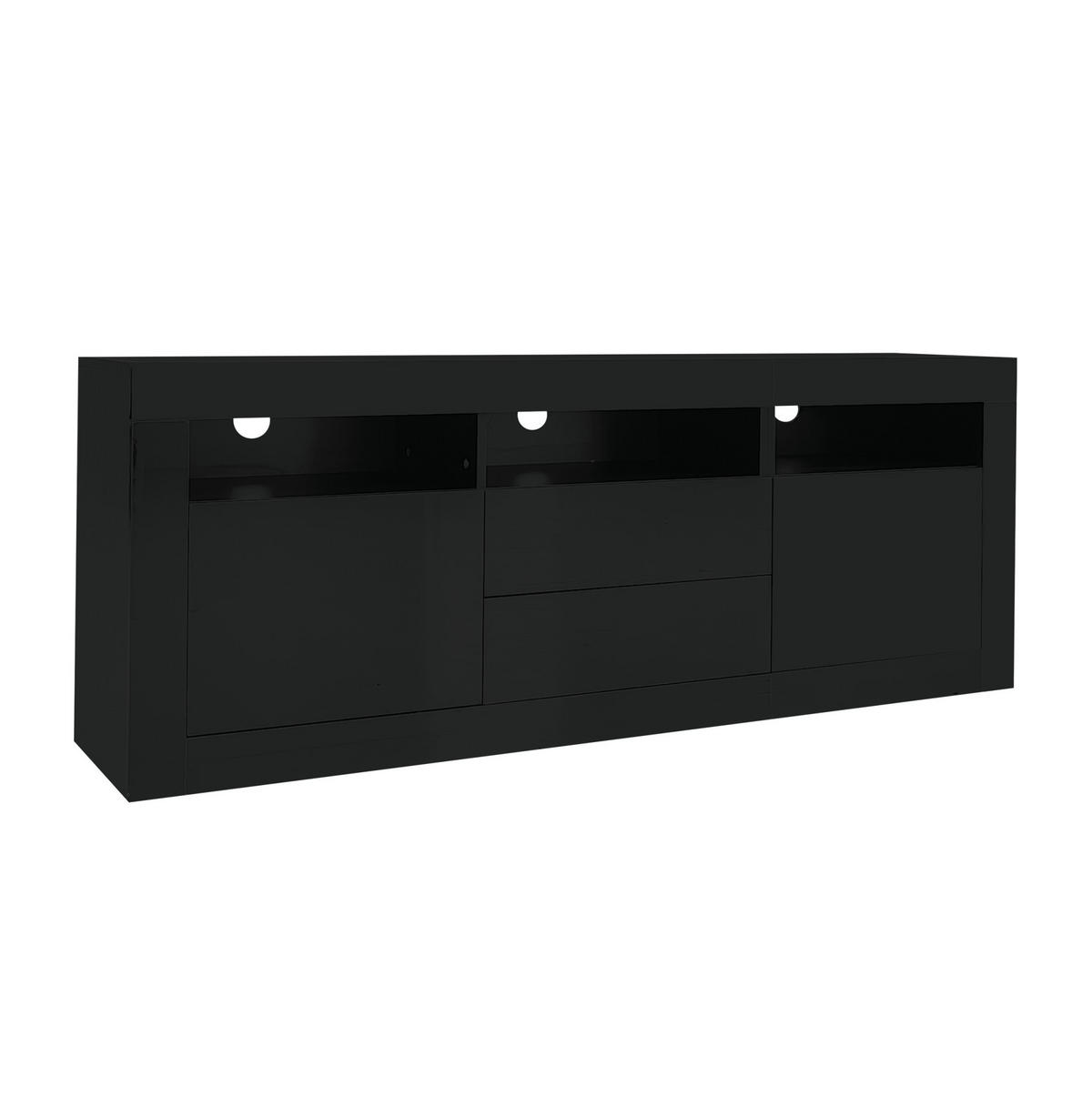 LOWBOARD 160/35/60 cm aus Spanplatte mit LED-Beleuchtung Schwarz - Schwarz, Holzwerkstoff (160/60/35cm) - Modenvie