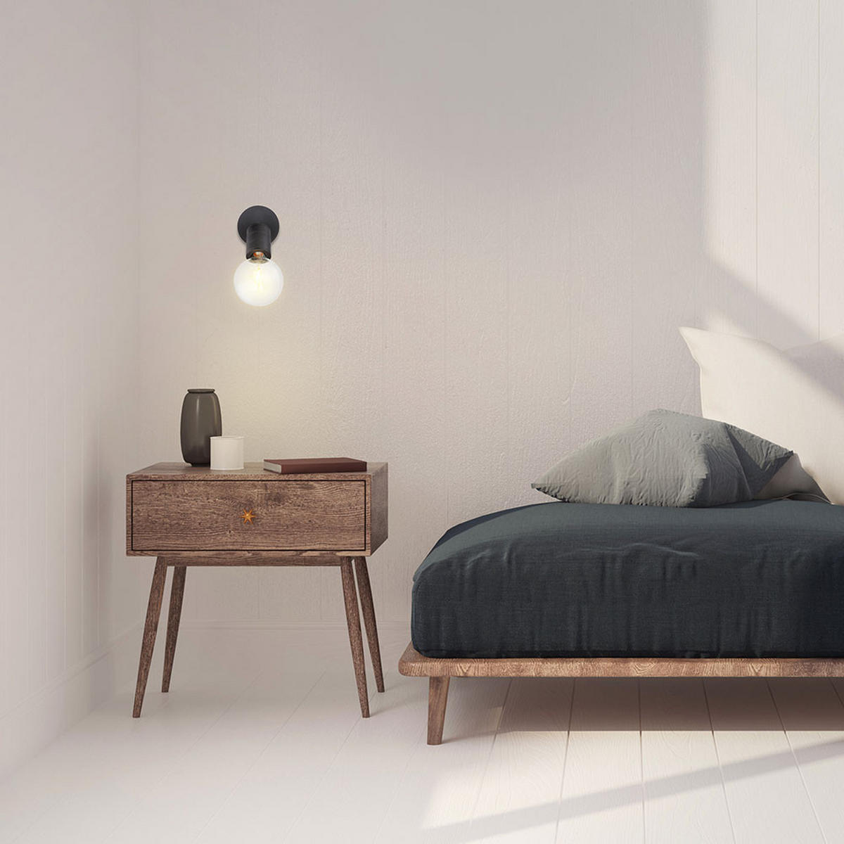 WANDLEUCHTE Aluminium Schwarz beweglicher Spot - Schwarz, Metall (12/14.5/16cm) - Globo Lighting