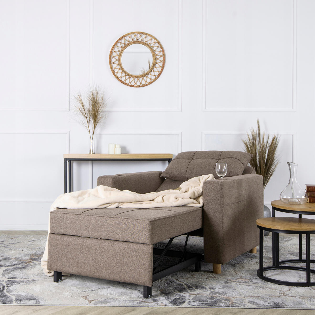 SCHLAFSESSEL SOLOR fürs Wohnzimmer Beige - Beige, Holz/Textil (99/84/92cm) - makarowski meble