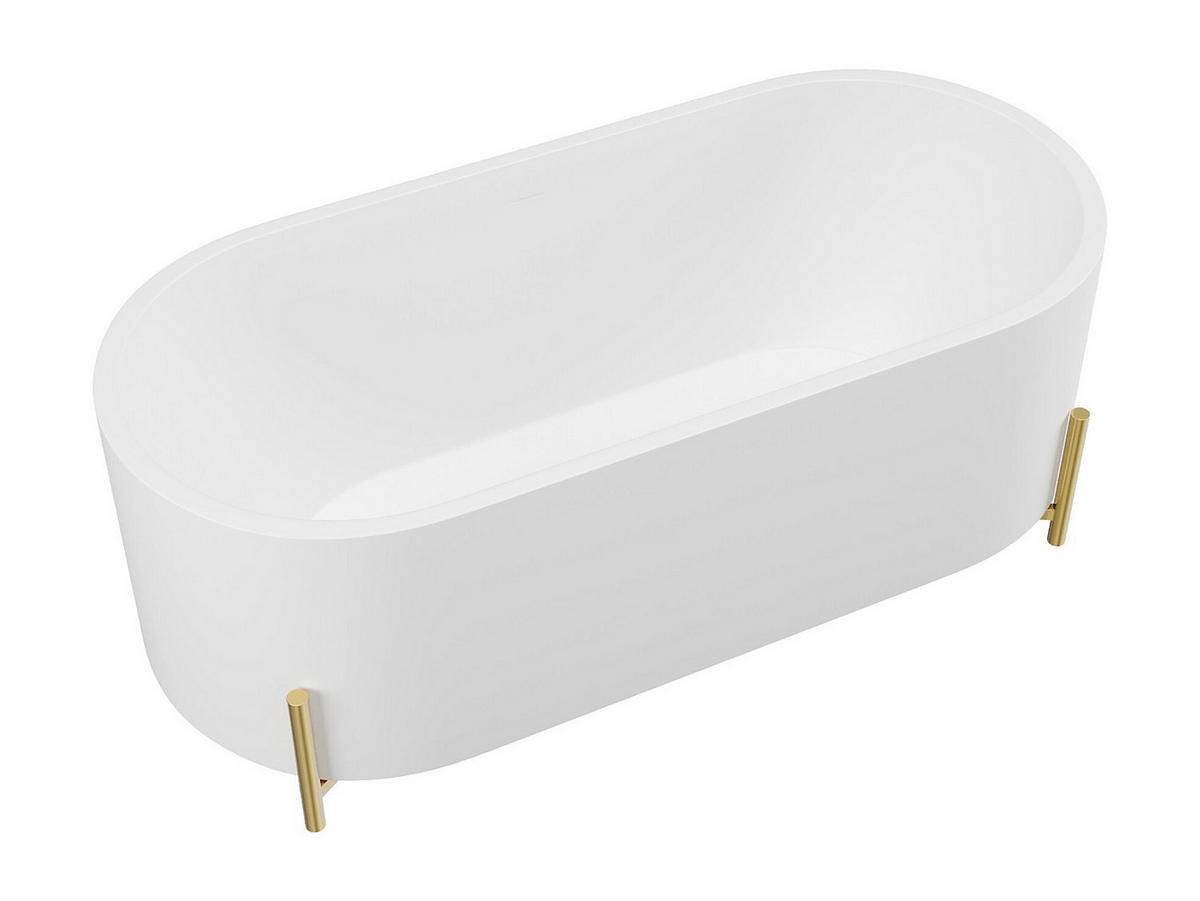 FREISTEHENDE Badewanne - 1 Person - Acryl - Weiß, Goldfarben - - Goldfarben/Weiß, Kunststoff (160/59/73.5cm) - Vente-Unique