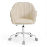BÜROSTUHL höhenverstellbar drehbar 58 x 58,5 cm Samt Cremeweiß - Weiß, Metall (40/87/56cm) - Meubliv