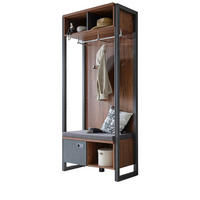 GARDEROBE Eiche Stirling, Matera grau, Kompaktgarderobe mit Sitzkissen 90 x 202 cm - Eichefarben/Grau, Holzwerkstoff/Metall (90/202/45cm) - Furn.Design