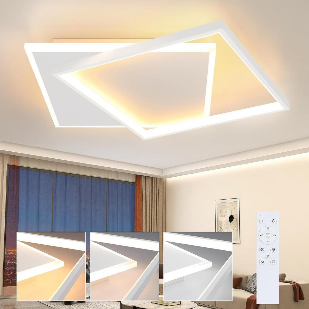 LED-DECKENLEUCHTE Daniela Weiß Metall 44/40/6 cm - Weiß, Metall (44/40/6cm) - ZMH