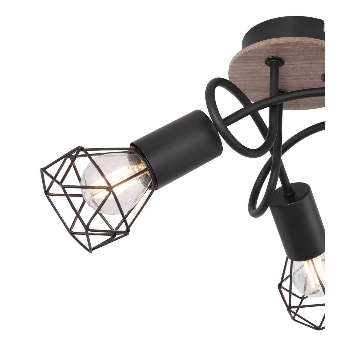 LED DECKENLEUCHTE Käfig Holzoptik Schwarz - Schwarz, Holz (38/38/21cm) - Globo Lighting