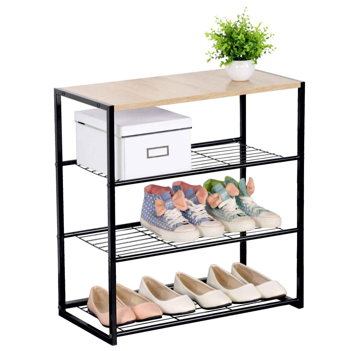 SCHUHREGAL 4 Ebenen aus Stahl - L63 cm - Apfelbaumfarben, Metall (30/63/63cm) - Calicosy