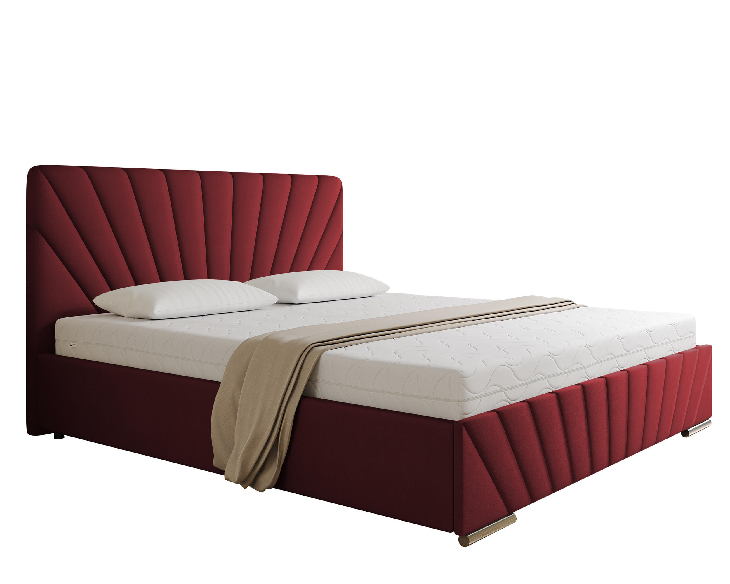 POLSTERBETT Ray 180 x 200 cm mit Bettkasten und Lattenrost Taschenfederkernmatratze mit Kokos 20cm- rot - Rot, Holz (180/200cm) - Homesy