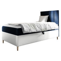 BOXBETT Maja Junior 1, Seite zum Öffnen des Bettkastens: Rechts - Blau/Weiß, Holz (100/200cm) - MIRJAN24